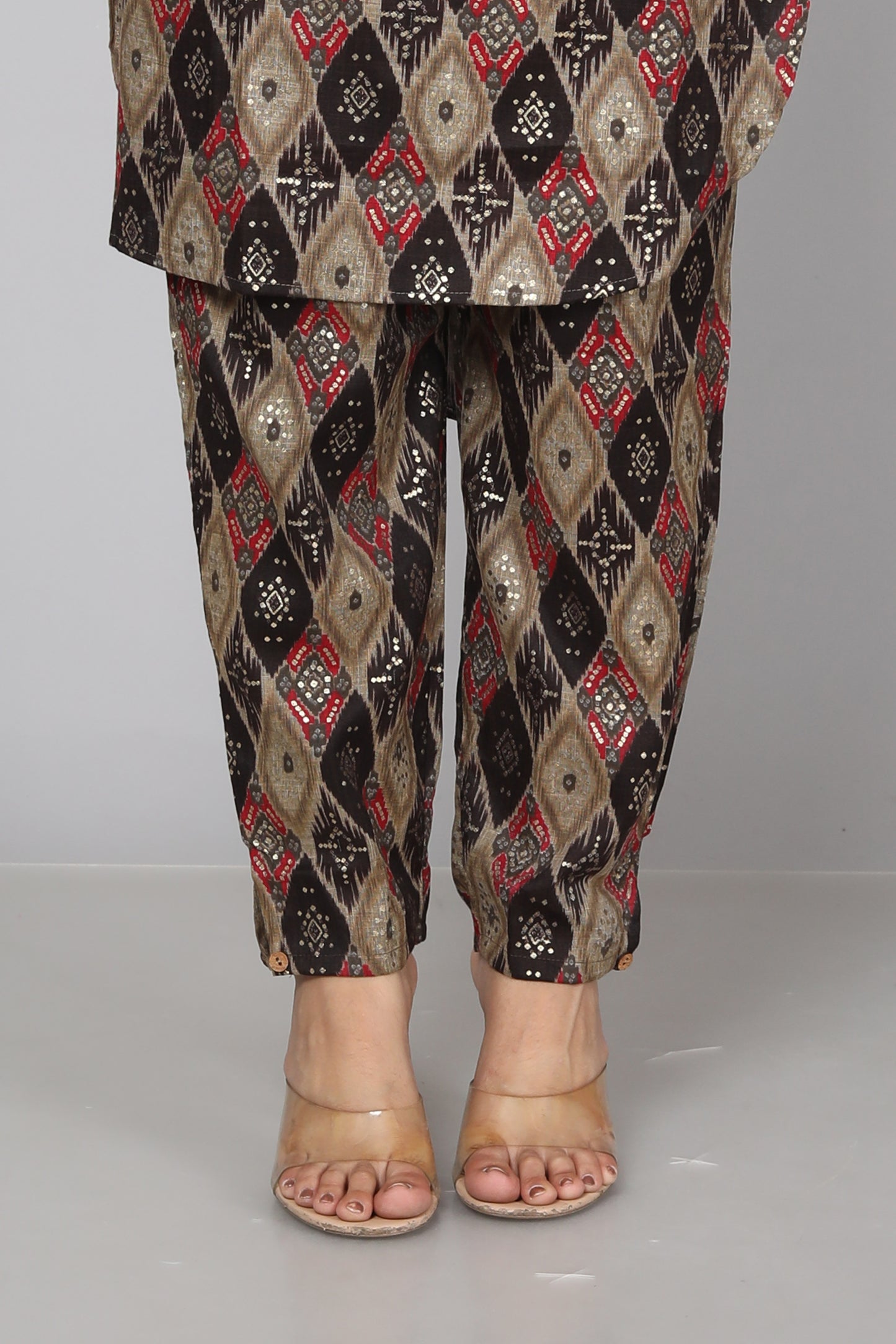 Rustic Red & Brown Muslin Printed Coord Set