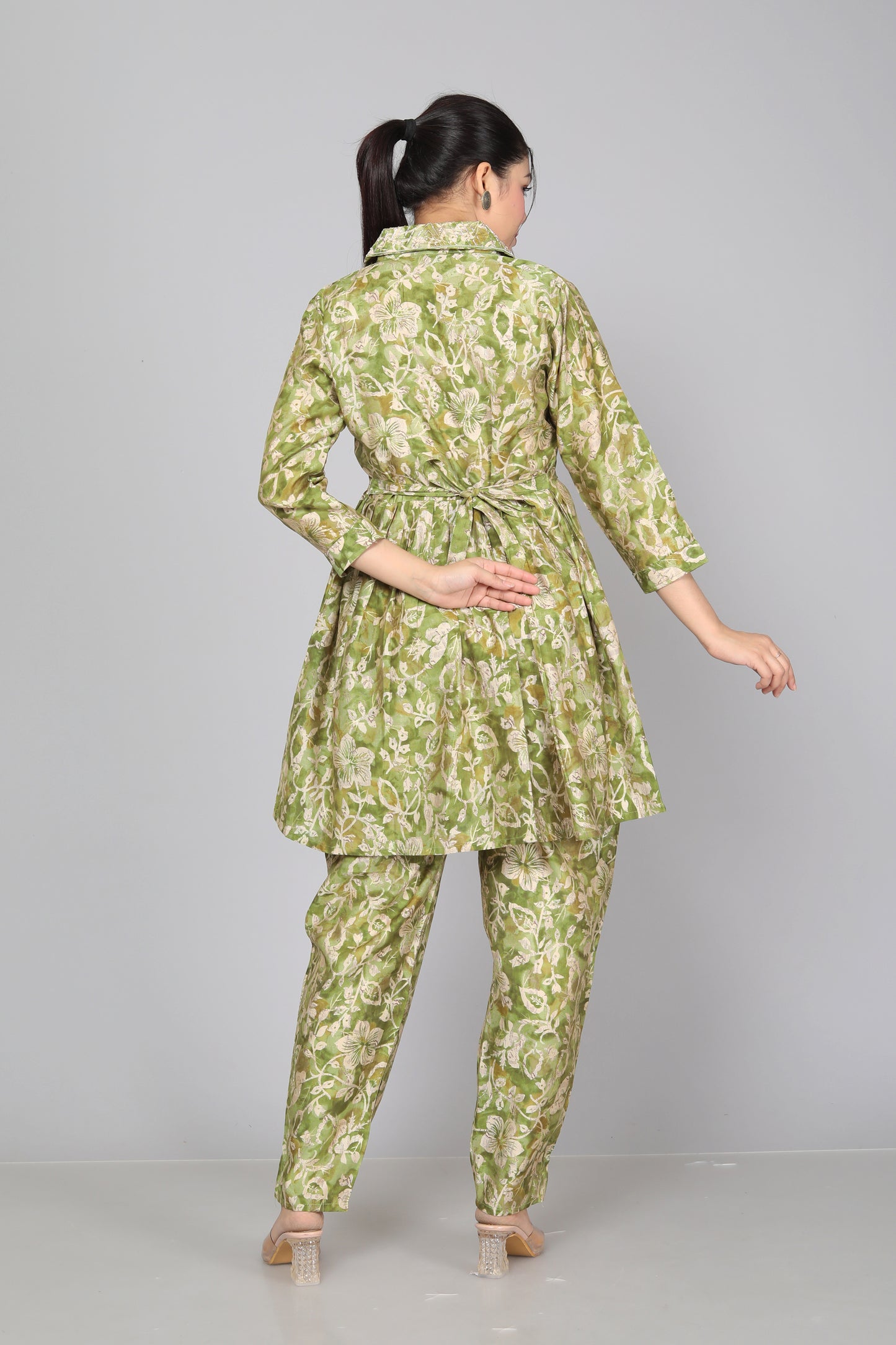 Green Floral Jaal Coord Set