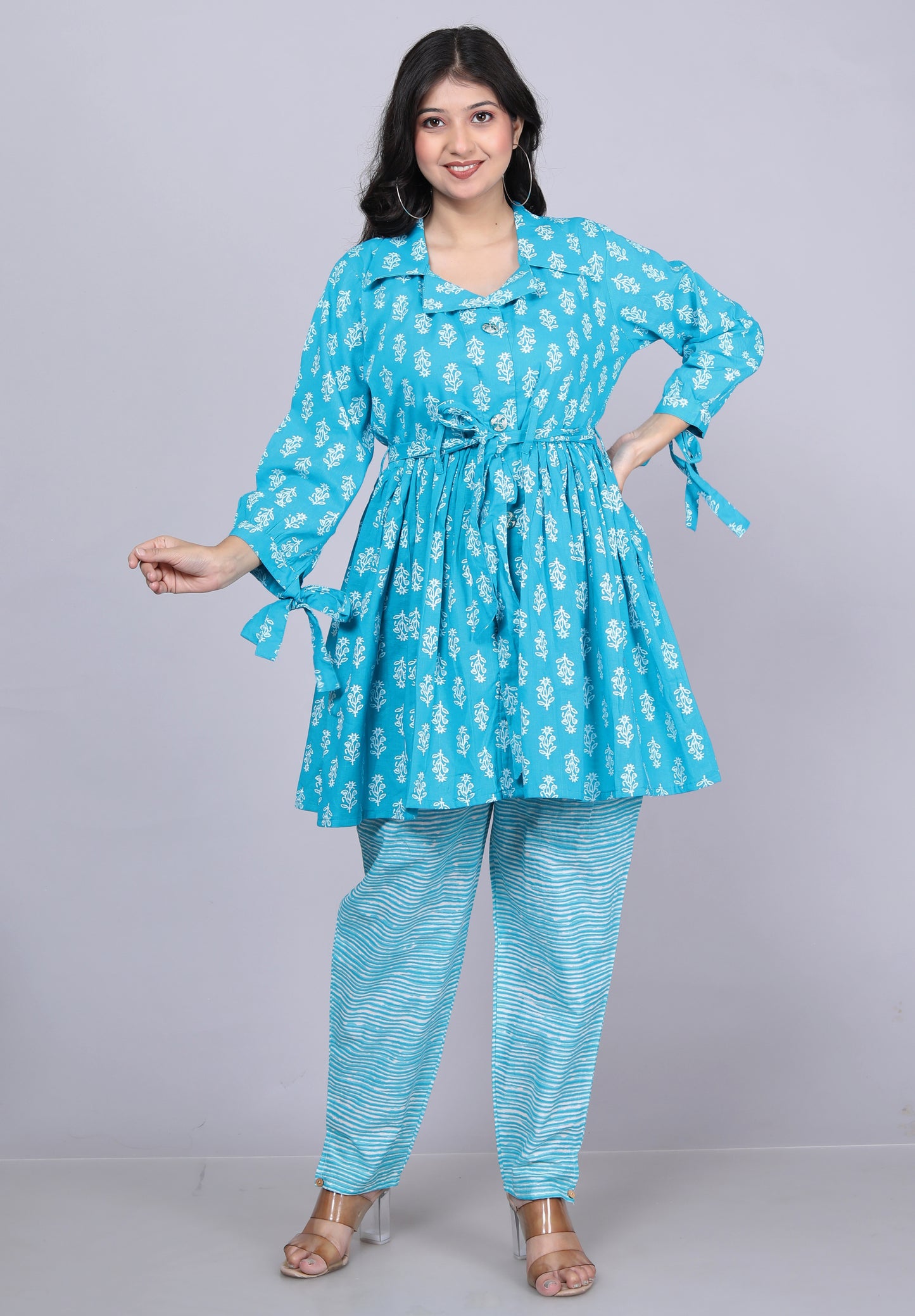 Azure Skies Belted Cotton Dream Coord Set