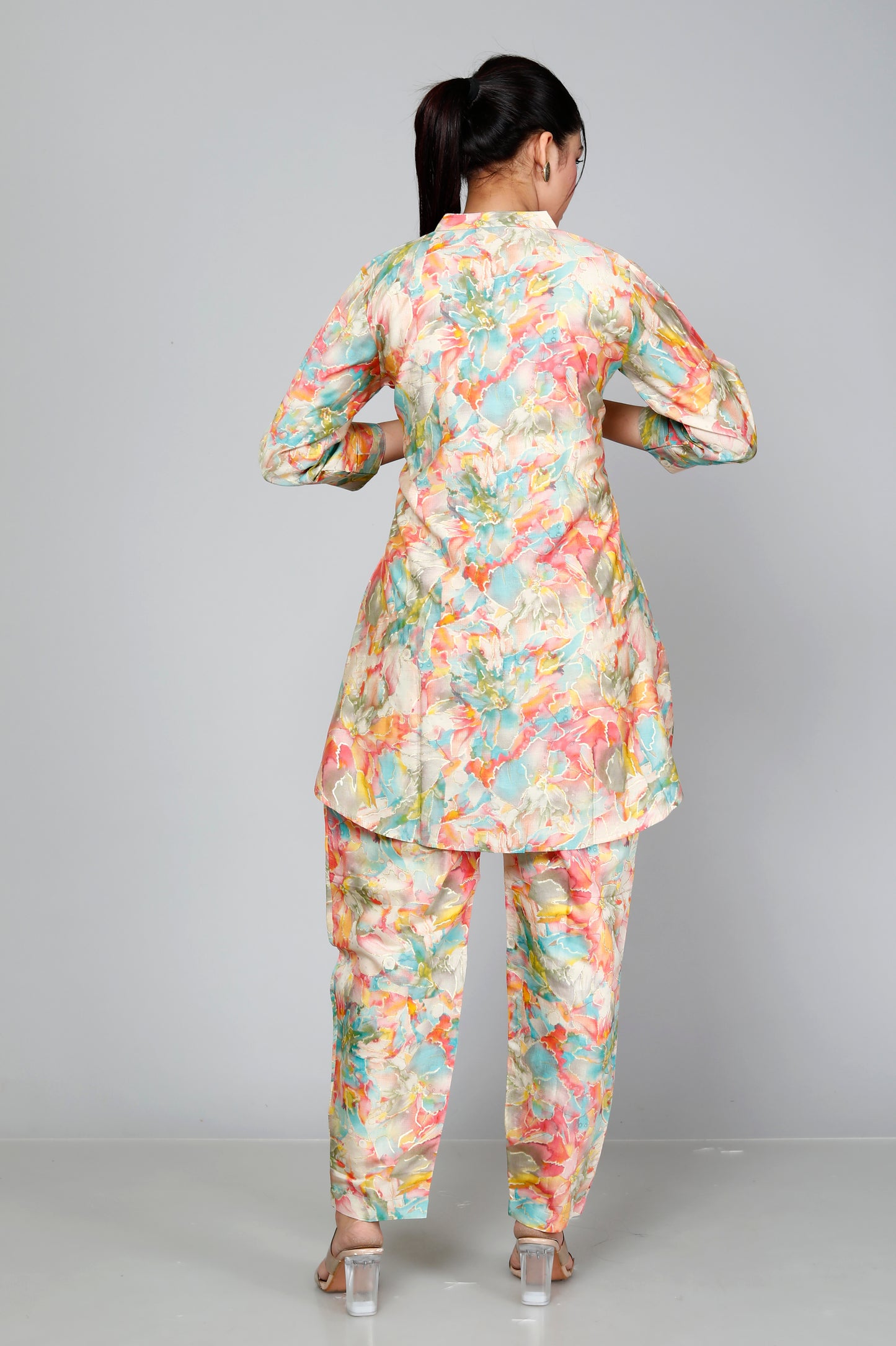 Multicolor Floral Printed muslin Coord Set