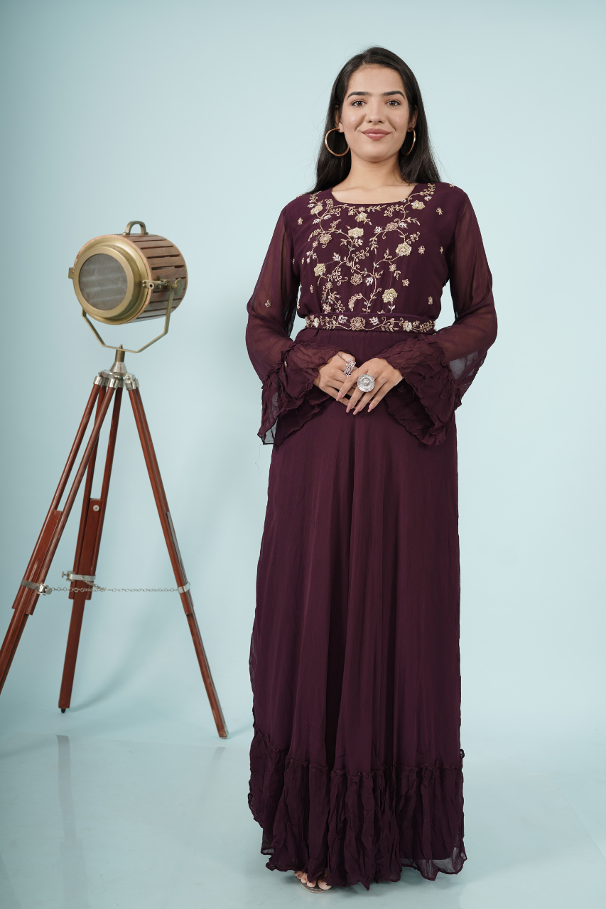 Belled Sleeves Gown