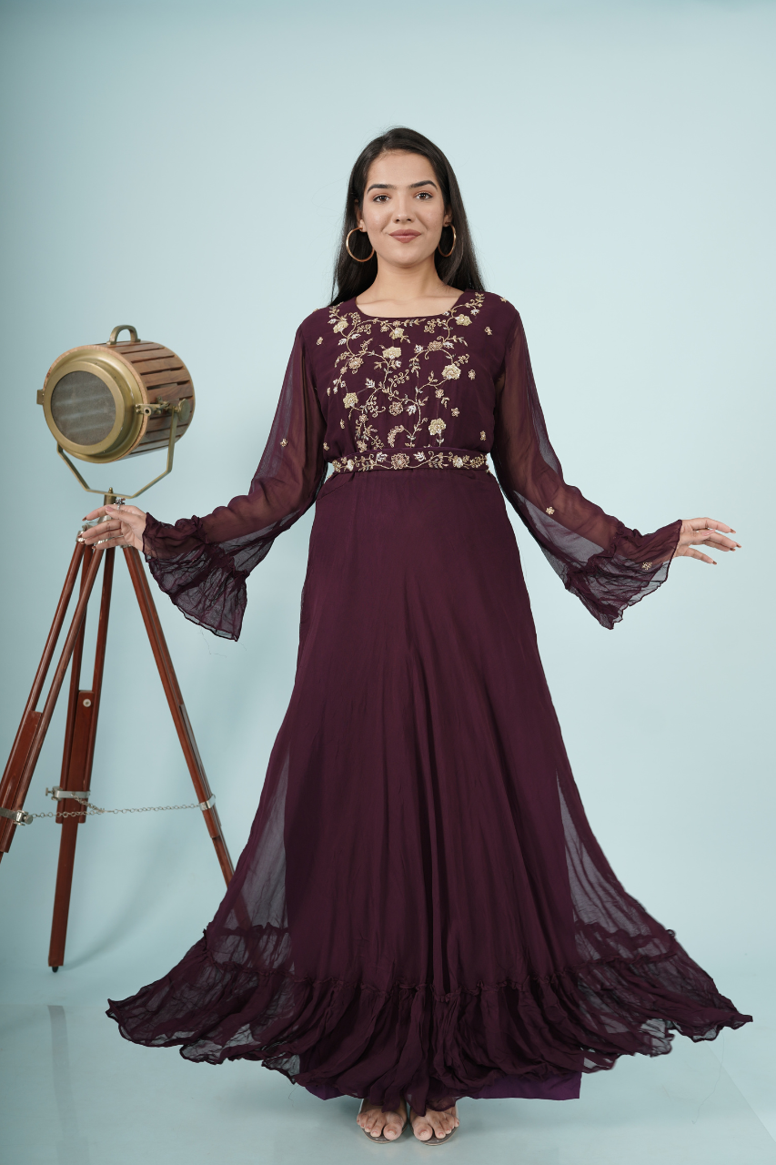 Belled Sleeves Gown