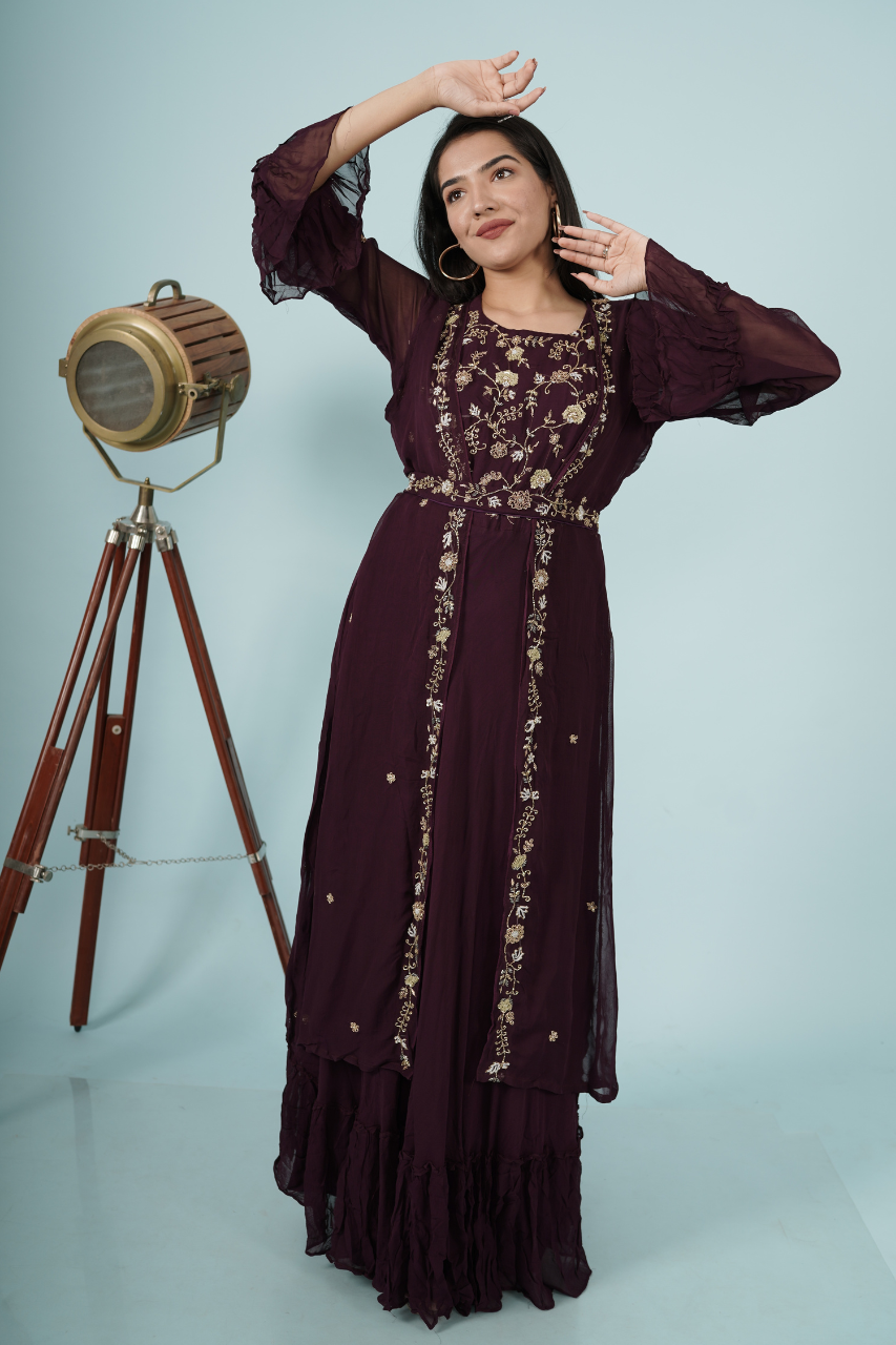 Belled Sleeves Gown