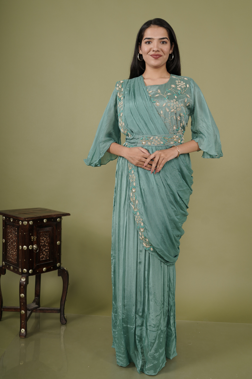 Mint green Draping saree